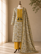 Double Hathi Dress Material yellow