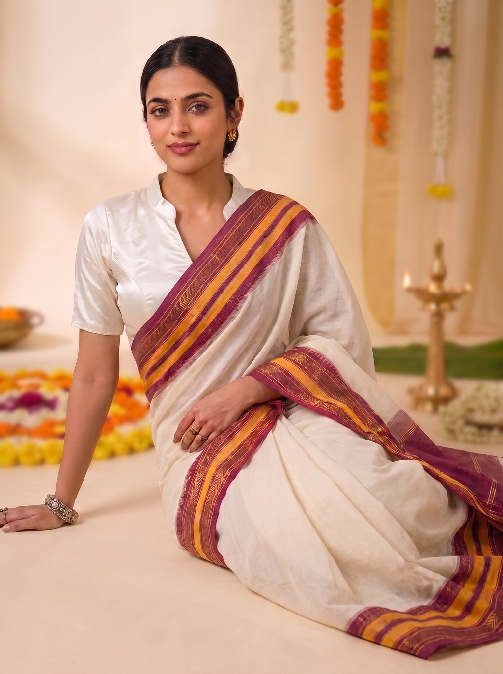 Onam Special Mul  Cotton Nakul Border Saree