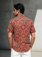 Rust Ajrakh Medallion Print Shirt