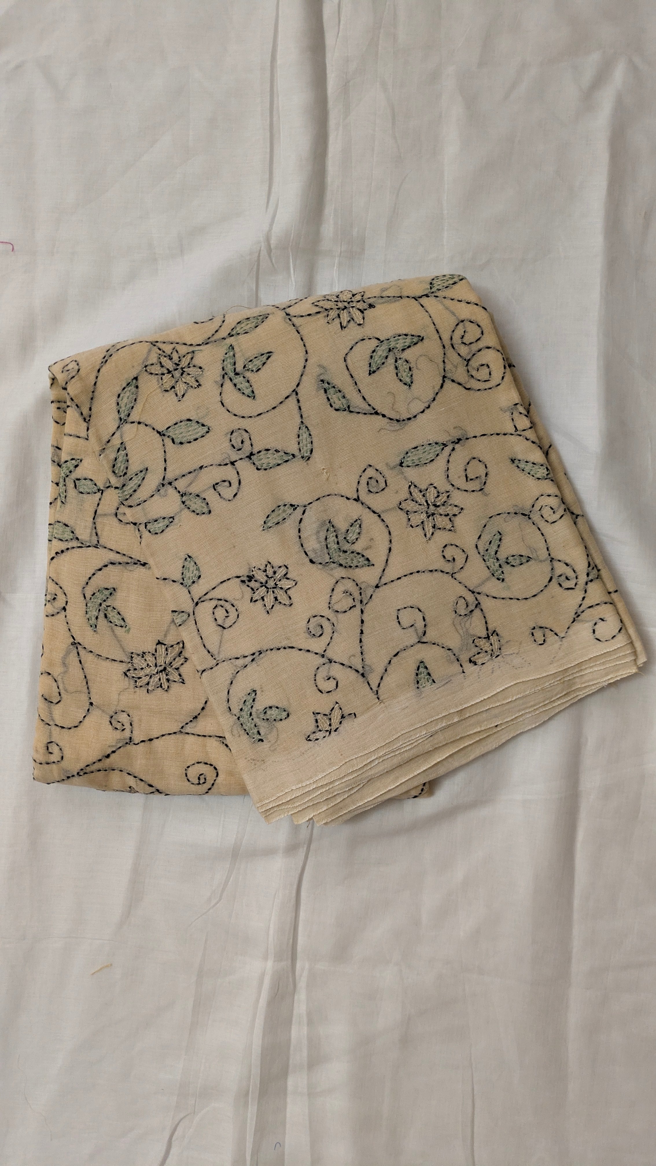 Mul Cotton Katha Embroidery Saree