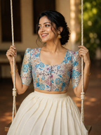 Ivory Chinon Silk Floral Blouse
