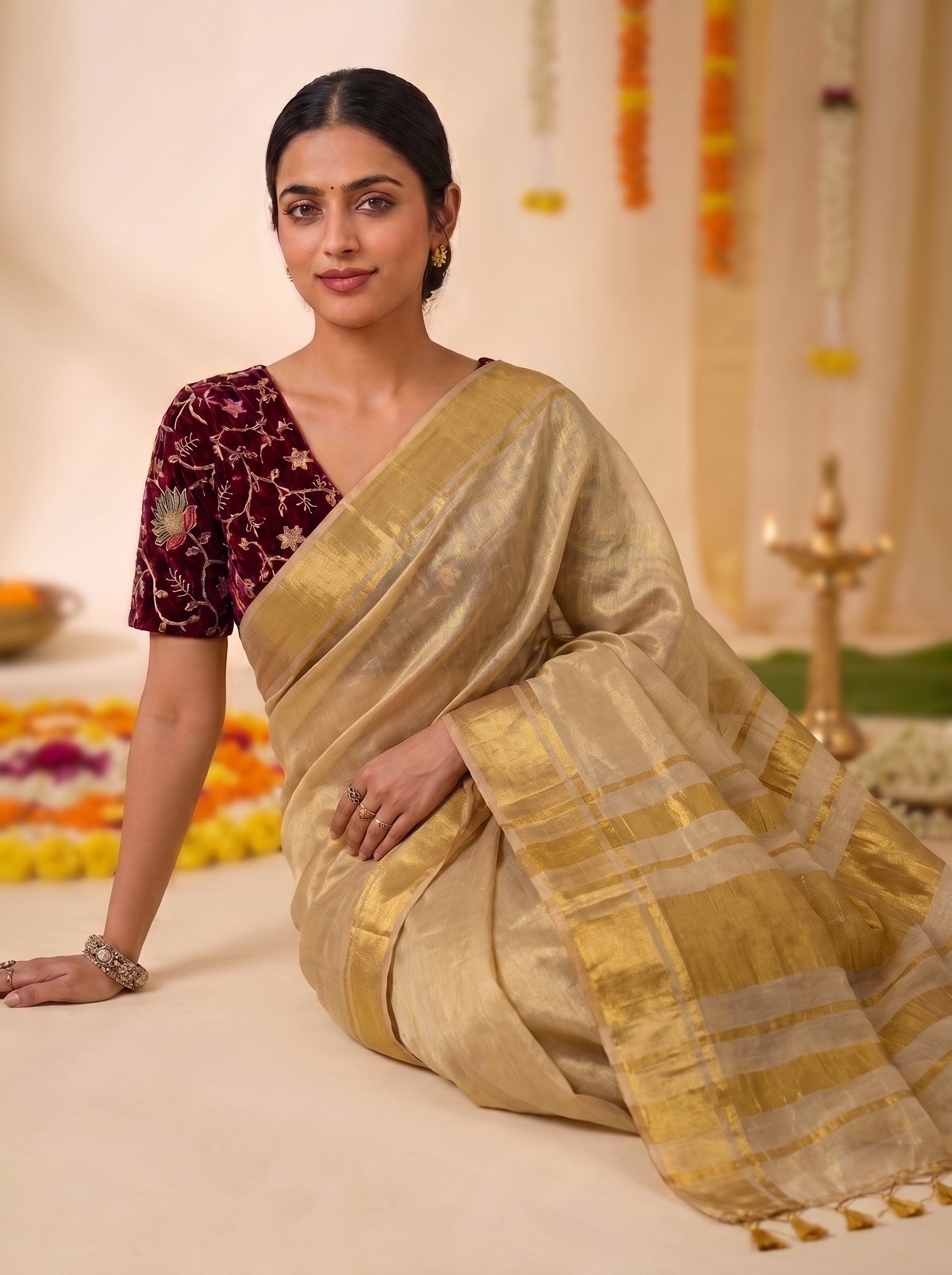 Onam Special Mul Tissue Saree