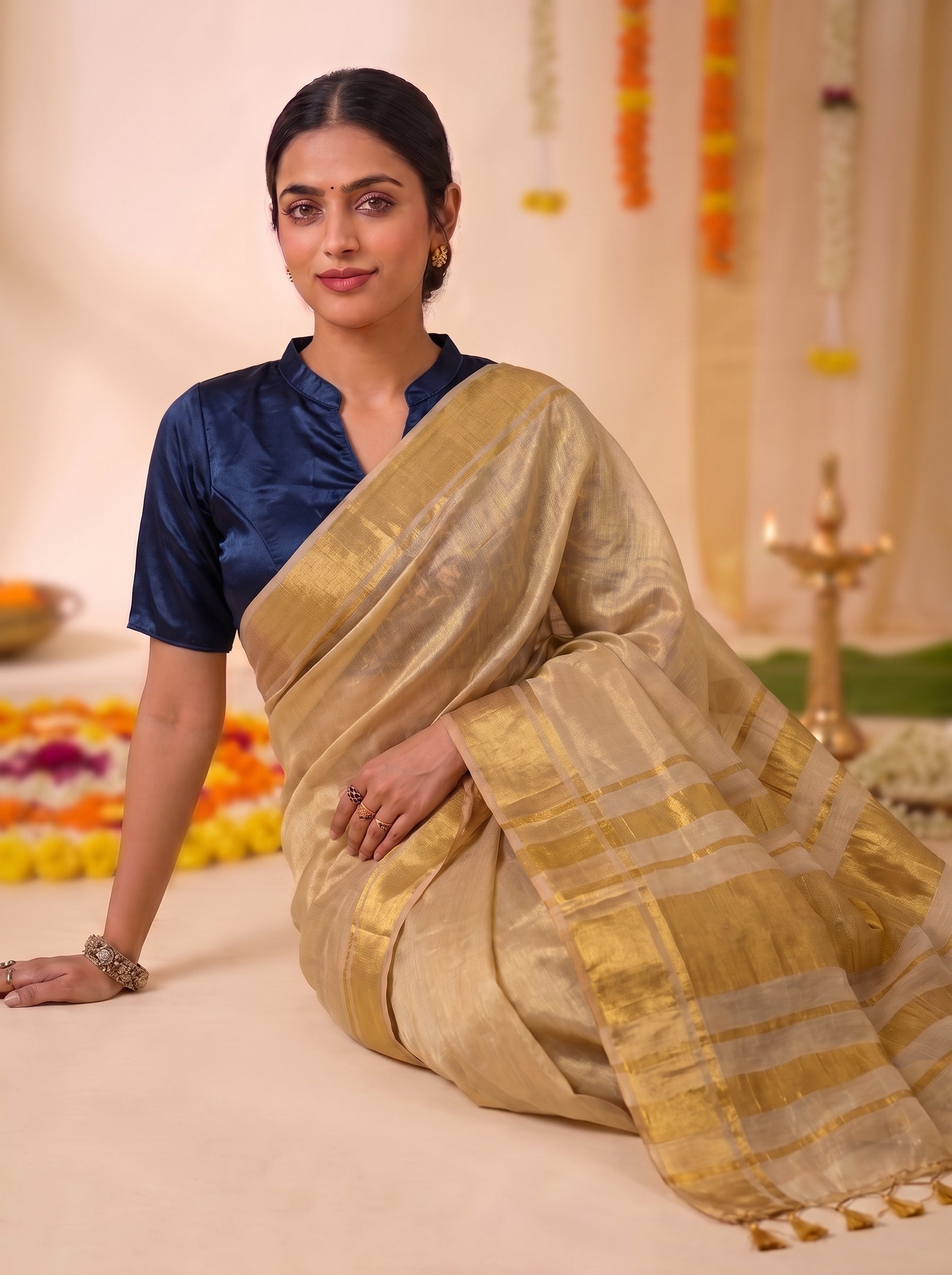 Onam Special Mul Tissue Saree