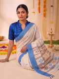 Cotton Jamdani  Blue Saree