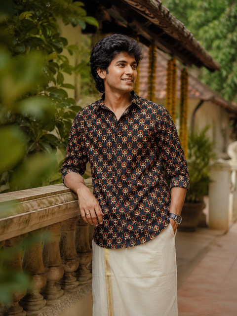 Charcol Rust Floral Shirt