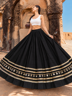Baarish Ki Boondein Black Ghagra with Golden Gota Patti & Coin Accent | Navratri Garba Skirt / Lehenga