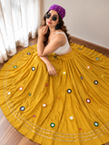 Mirror work Mustard Lehenga