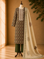 Darshali cotton printed fancy neck Dress Material