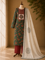 Darshali cotton printed fancy neck Dress Material