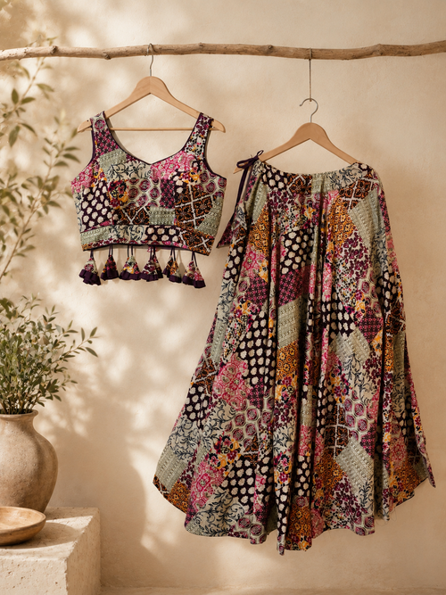 Dotted Ajrak Chania Choli