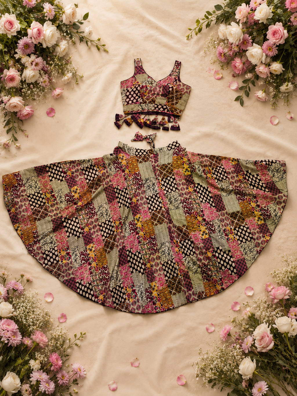Dotted Ajrak Chania Choli