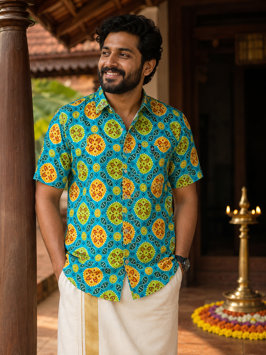 Rangilo Re Mor Turquoise Festive Shirt
