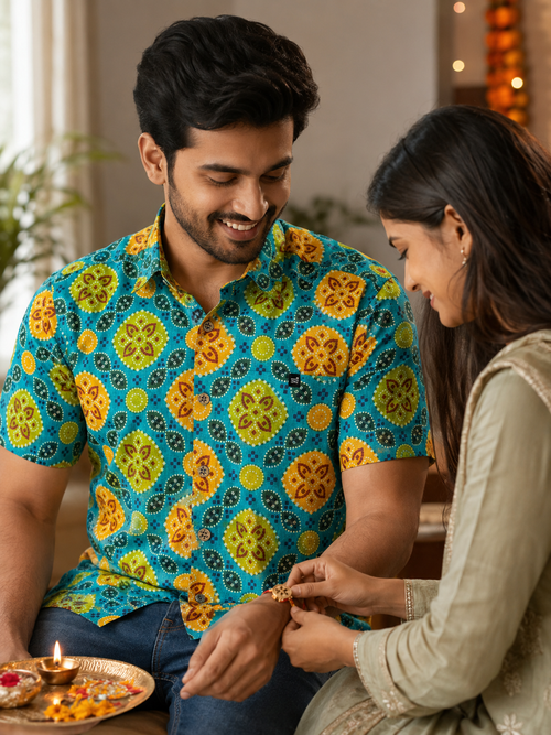 Rangilo Re Mor Turquoise Festive Shirt