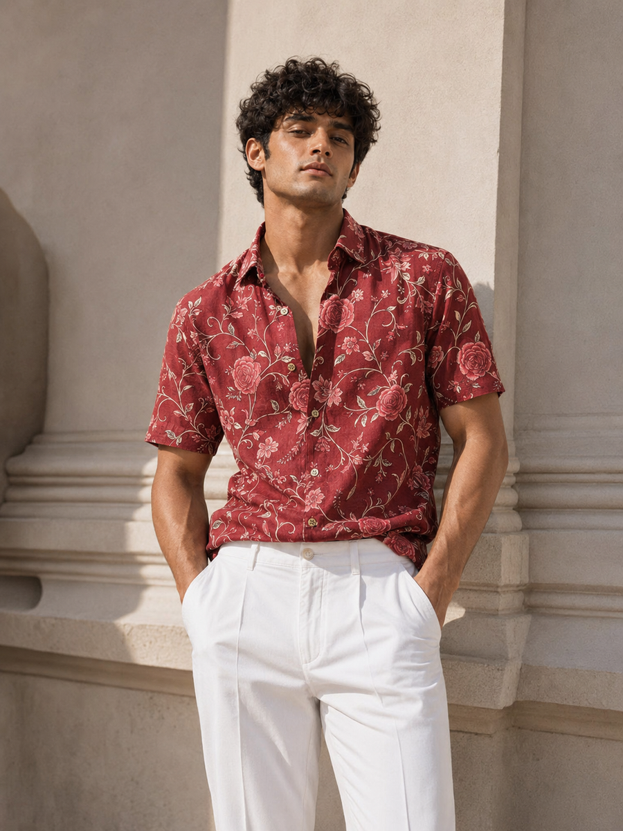 Rakhi Special Rose Maroon Shirt