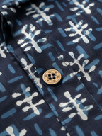 Indigo Tribal leaf Block Print Shirt