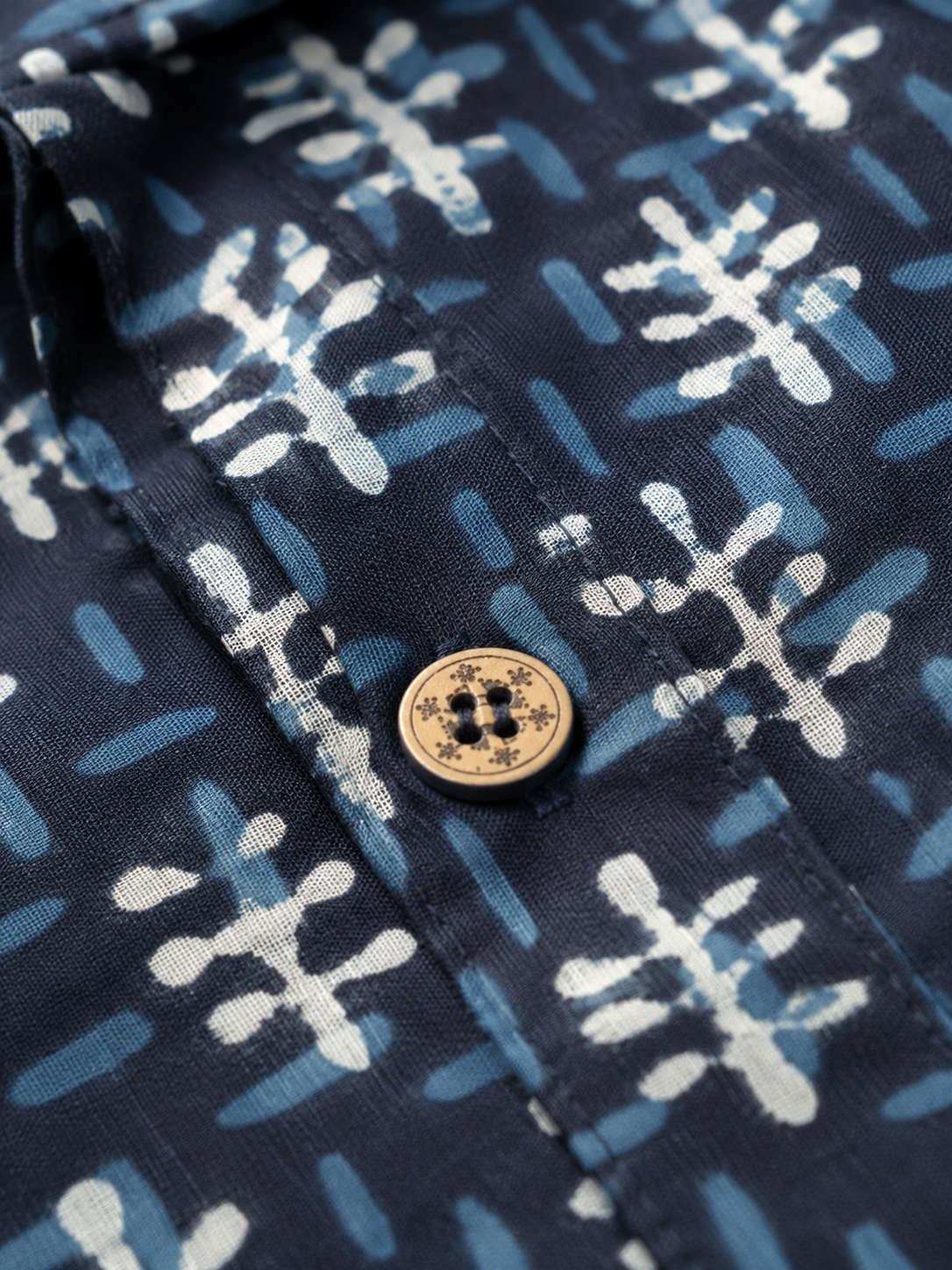 Indigo Tribal leaf Block Print Shirt