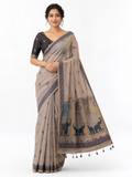 Muga Cotton Elephant Printed Saree