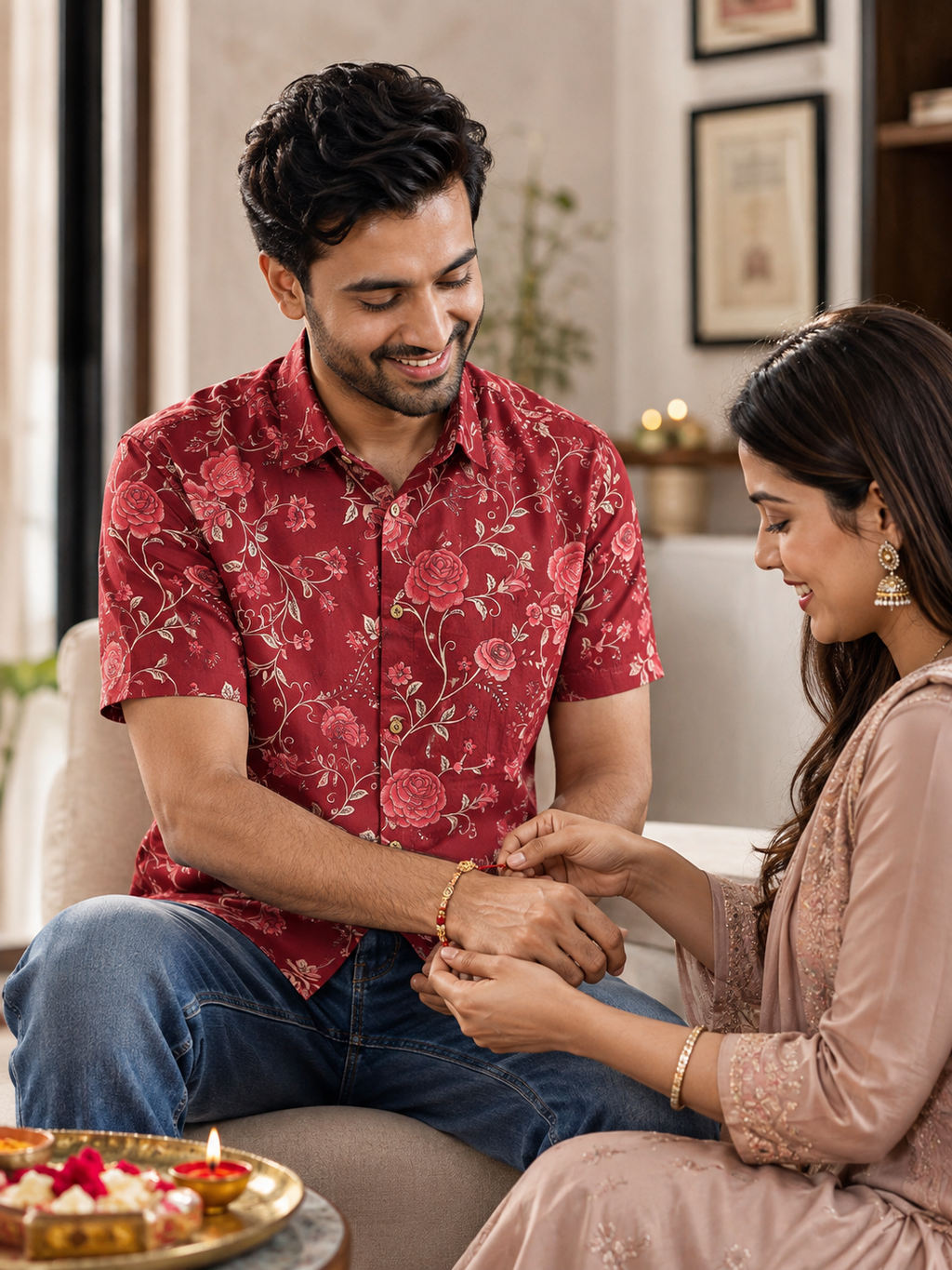 Rakhi Special Rose Maroon Shirt