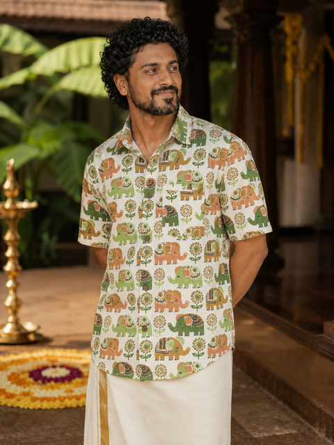 Folk Elephant Print Shirt