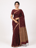 Madhur Maroon Linen Saree