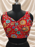 Rang Barse – Red Multicolour Floral Embroidered Designer Blouse
