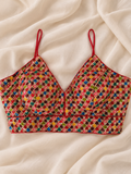 Navratri Spaghetti Blouse-Red