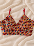 Navratri Spaghetti Blouse-Red