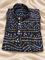 Baadshah – Navy Blue Bandhani Print Kurta for Boys