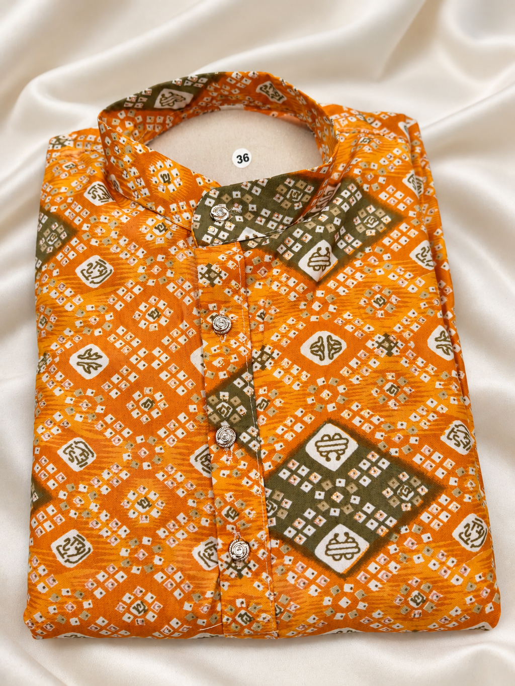 Desi Boyz – Kesari Bandhani Print Kurta for Men