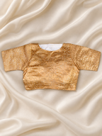 Golden Brocade V-Neck Designer Blouse