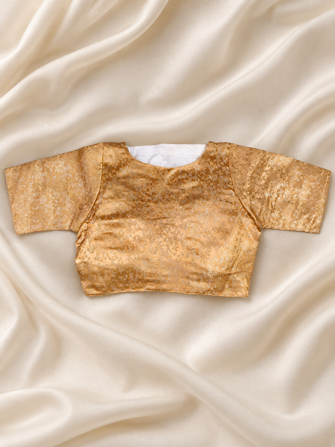 Golden Brocade V-Neck Designer Blouse