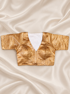 Golden Brocade V-Neck Designer Blouse