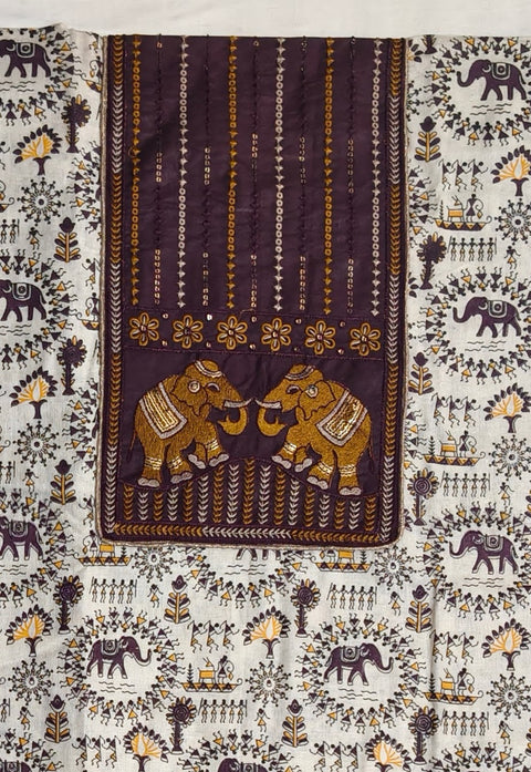 Double Hathi Dress Material Mehroon