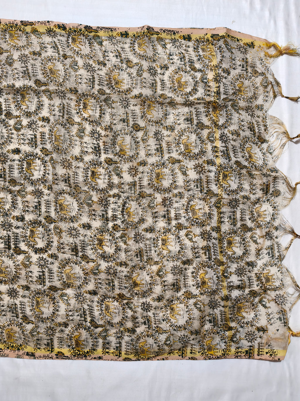 Double Hathi Dress Material yellow