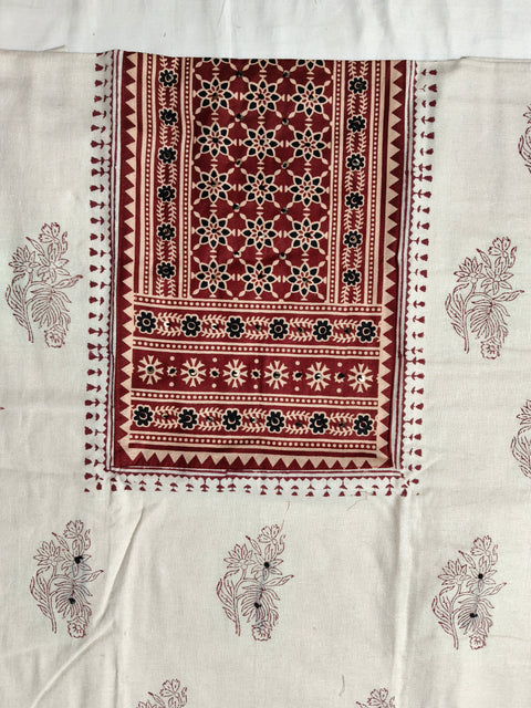 Cotton chikan fancy neck Dress Material