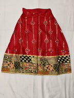 Red Ajrakh Print Sequin Work Ghagra Choli for Girls | Kids Festive Lehenga Set