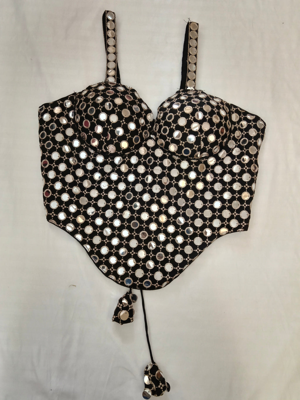 Spaghetti Corset -Black Italian Silk Blouse