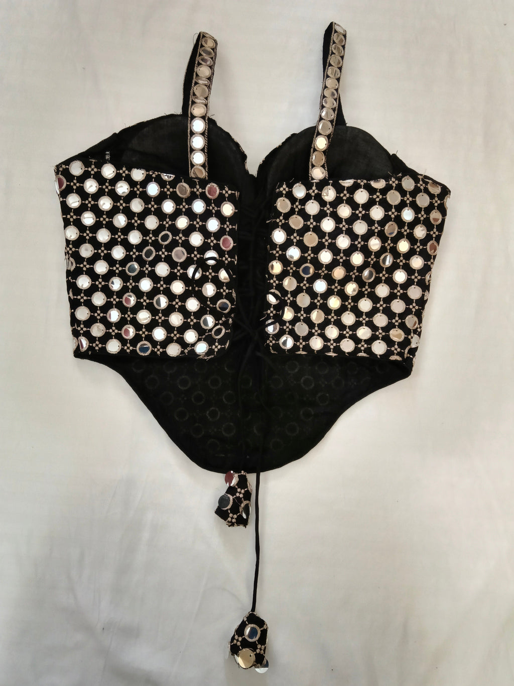 Spaghetti Corset -Black Italian Silk Blouse
