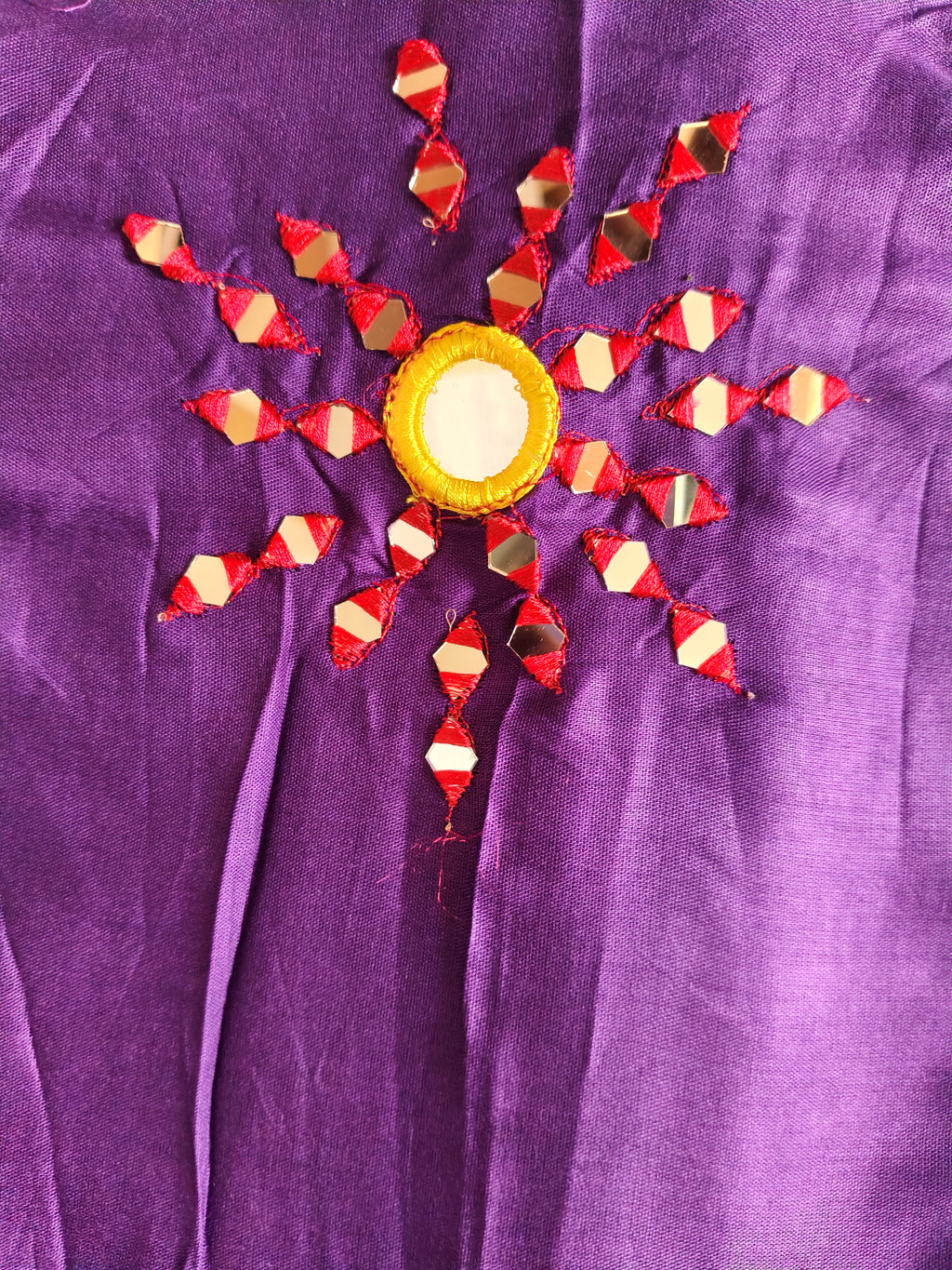 Desi Girl Bunting Purple Mirror-Work Chania Choli