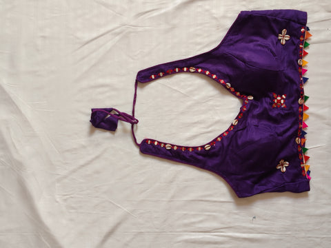 Desi Girl Bunting Purple Mirror-Work Chania Choli