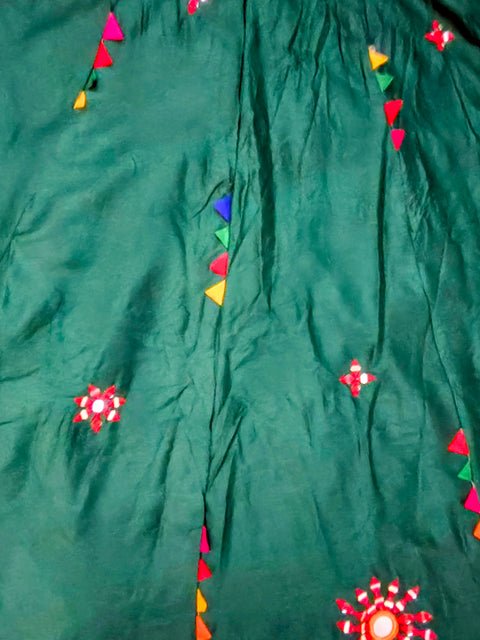 Desi Girl Bunting Dark Green Mirror-Work Chania Choli