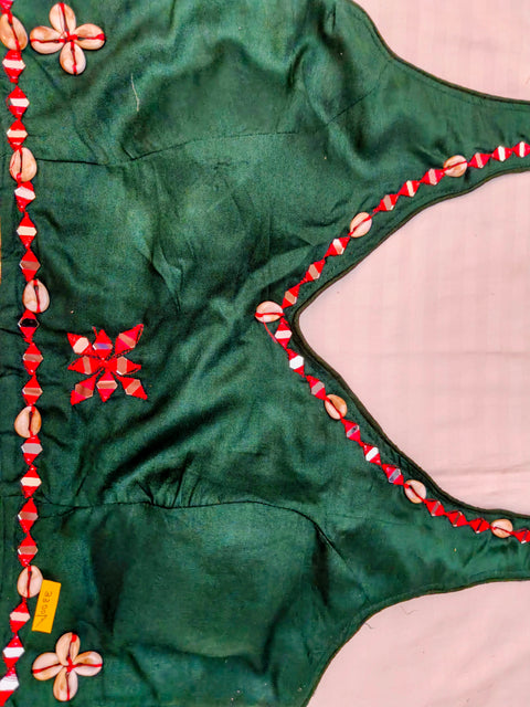 Desi Girl Bunting Dark Green Mirror-Work Chania Choli