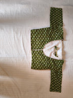 Atrangi Multicolour Ajrak Chaniya Choli with Green Dupatta