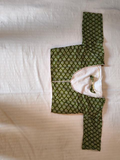 Atrangi Multicolour Ajrak Chaniya Choli with Green Dupatta