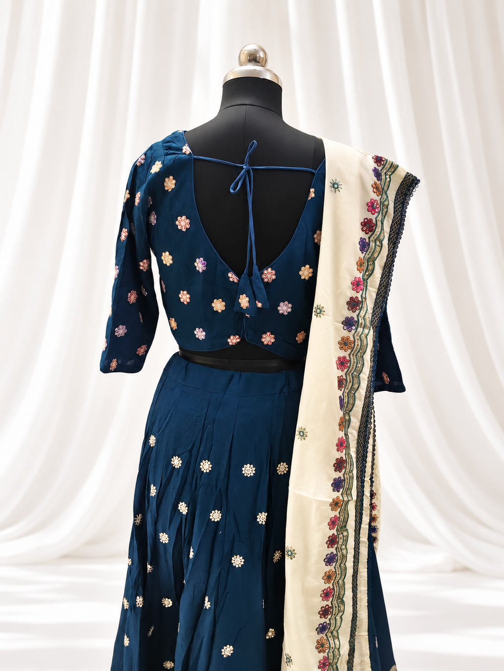 Kajrare Blue Mango Paisley Embroidered Chaniya Choli product detail
