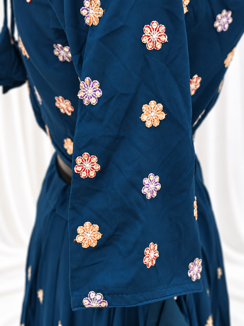 Kajrare Blue Mango Paisley Embroidered Chaniya Choli product detail