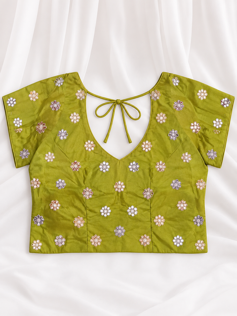 Kajrare Parrot Green Mango Paisley Embroidered Chaniya Choli product detail