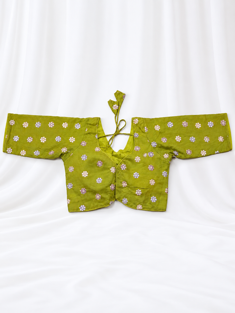 Kajrare Parrot Green Mango Paisley Embroidered Chaniya Choli product detail