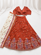 Kajrare Orange Mango Paisley Embroidered Chaniya Choli product detail