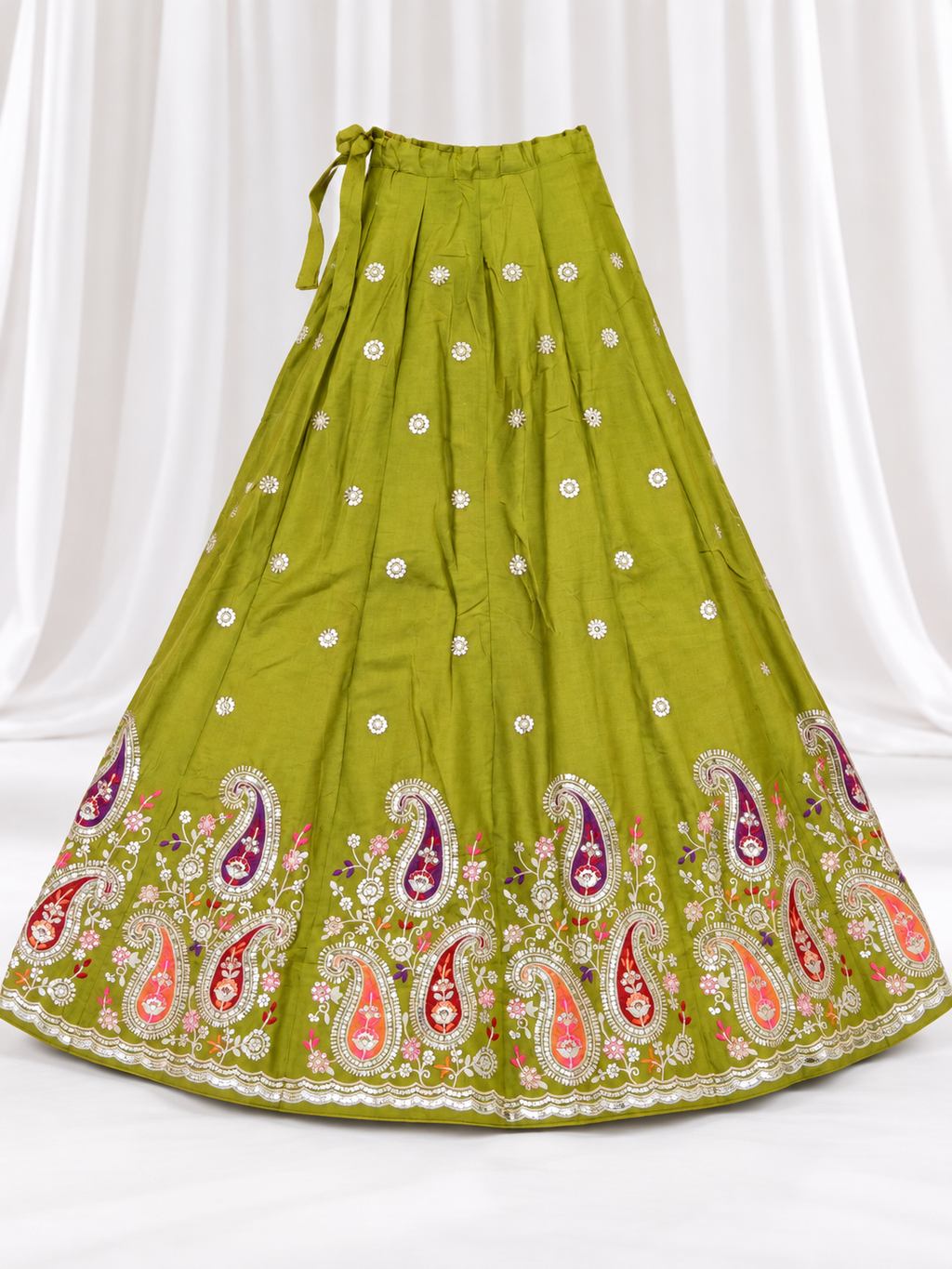 Kajrare Parrot Green Mango Paisley Embroidered Chaniya Choli product detail